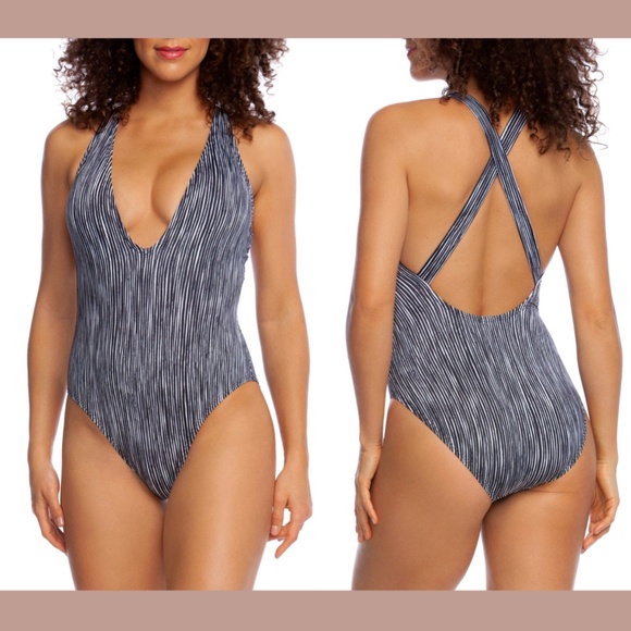 NWT La Blanca Ripple Plunging Mio One-Piece‎ Swim 4 - Picture 1 of 12